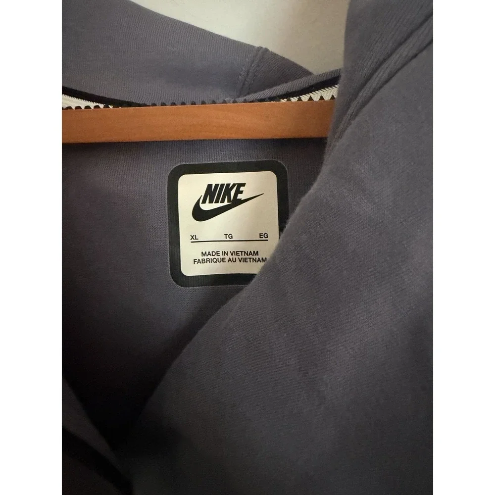 Nike Sportswear Tech Fleece Full Zip Hoodie Blue Grey High Low Hem Womens XL